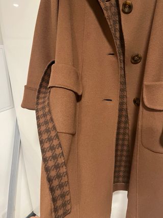 Cappotto Donna Vintage Lana Vergine Tg L Marrone