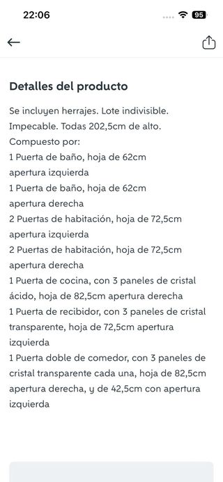 Lote 9 puertas haya macizas