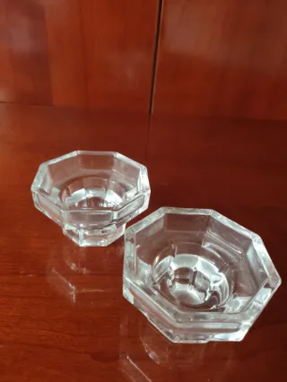 2 Portacandele in Vetro Ottagonali