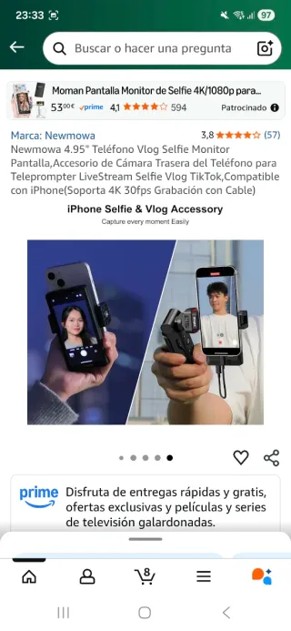 Monitor Selfie Newmowa 4.95 4K/1080p