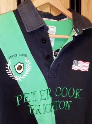Polo Peter Cook Brighton Talla L - Rayas Verde