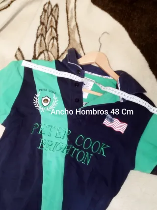 Polo Peter Cook Brighton Talla L - Rayas Verde