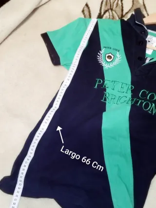 Polo Peter Cook Brighton Talla L - Rayas Verde