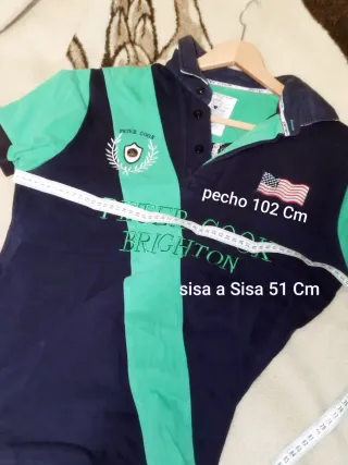 Polo Peter Cook Brighton Talla L - Rayas Verde
