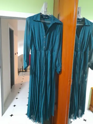 Vestido de fiesta verde azulado