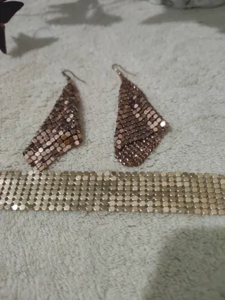 H&M - Conjunto Pendientes y Pulsera Oro