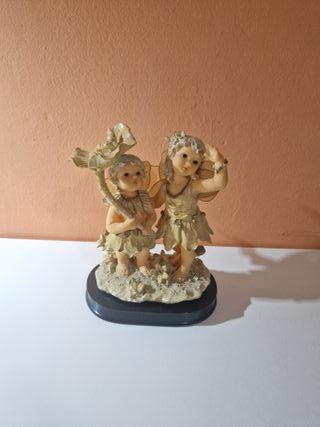 Statuina vintage coppia di fatine
