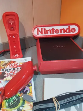 Nintendo Wii miniRoja y negra conMario Kart