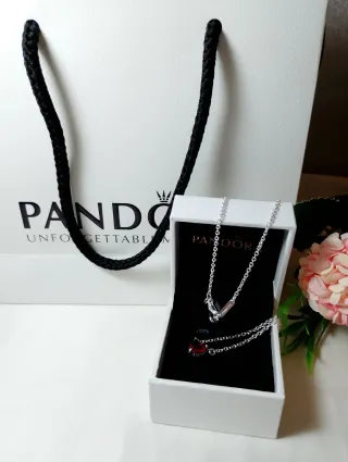 Collar Pandora Corazón Rojo y Plata