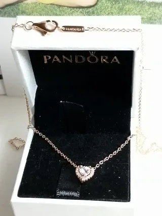 Collar Pandora Corazón Rojo y Plata