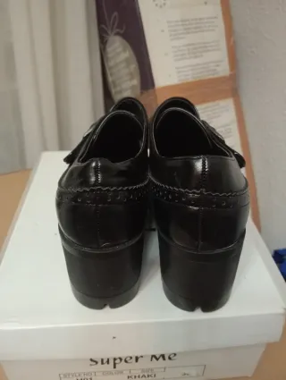 Zapatos negros tacón ancho mujer talla 38 nuevos