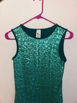 Vestido fiesta lentejuelas verde T. S