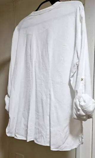 Blusa Zara Lino Blanca Manga Larga