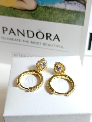 Pendientes Pandora Corazón Azul y Circonitas