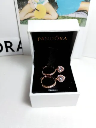 Pendientes Pandora Corazón Azul y Circonitas