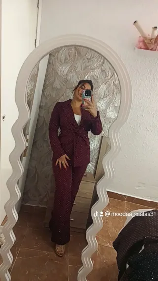 Traje de chaqueta y pantalón morado 38/4035