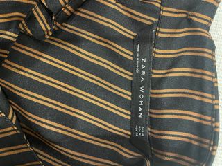 Camisa Zara Rayas Negras/Marrones T.M