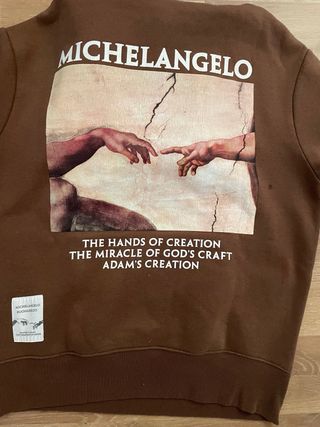 Moletom Marrom com Estampa The Creation of Adam