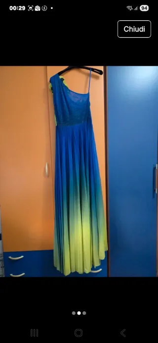 Abito cerimonia blu e verde taglia unica