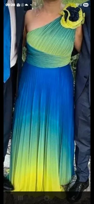 Abito cerimonia blu e verde taglia unica