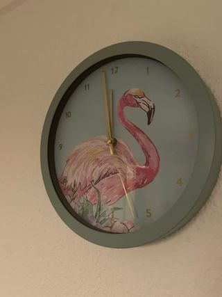 Reloj de pared flamenco rosa y azul