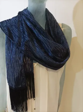 Fular fiesta azul marino con brillos