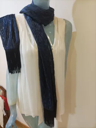 Fular fiesta azul marino con brillos