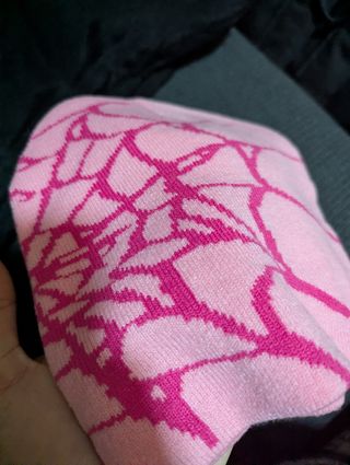 Gorra Invierno Y2K Rosa Telaraña