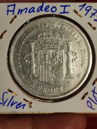 Moneda Amadeo I Rey de España 1871 Plata