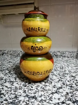 Set di 3 contenitori ceramici da cucina