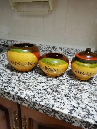 Set di 3 contenitori ceramici da cucina