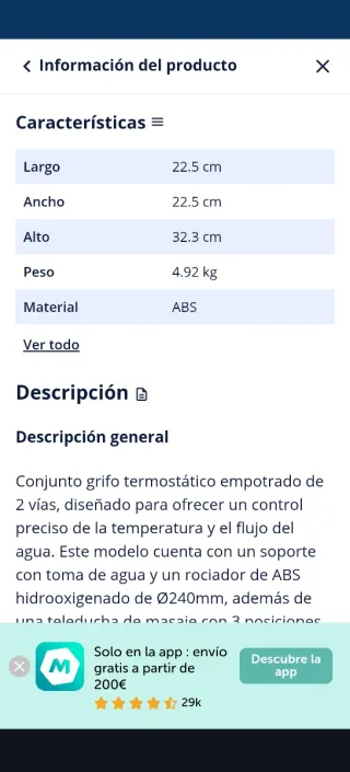 Grifo Ducha Termostático Ramon Soler