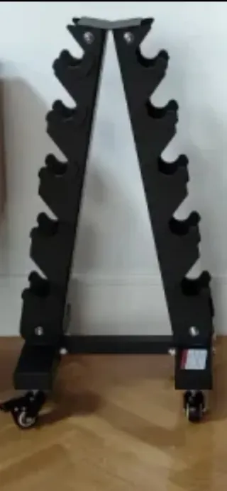 Soporte Mancuernas 5 Niveles con Ruedas