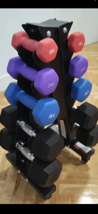Soporte Mancuernas 5 Niveles con Ruedas
