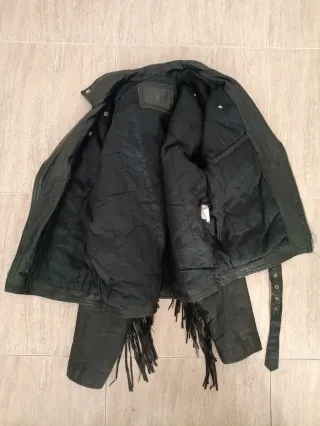 Cazadora flecos cuero auténtico M Medidas indicada