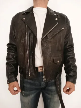 Cazadora flecos cuero auténtico M Medidas indicada