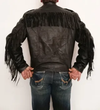 Cazadora flecos cuero auténtico M Medidas indicada