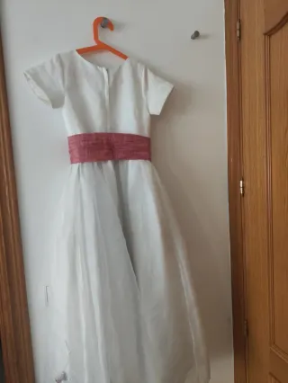Vestido de comunión blanco con flores Talla 10 año