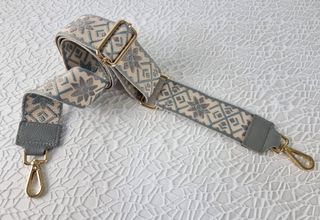 Correa para Bolso Oro-Piel - Gris-Beige