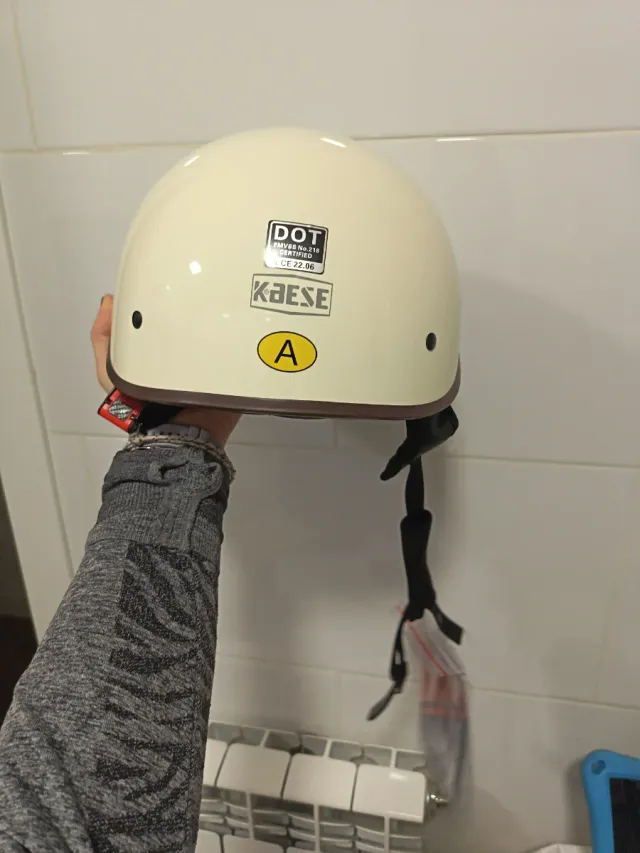 Casco moto stile retrò crema taglia M