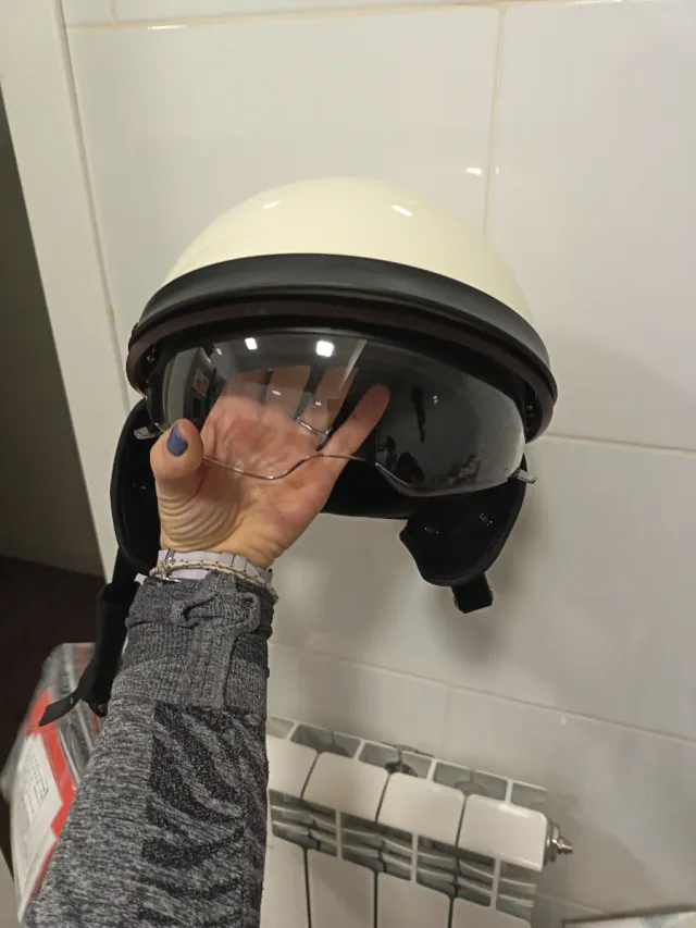 Casco moto stile retrò crema taglia M
