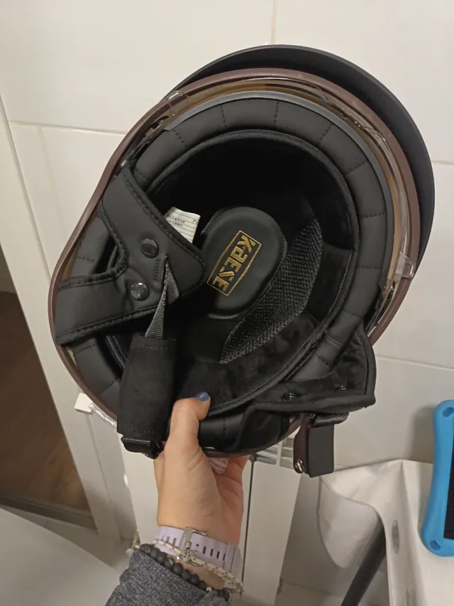 Casco moto stile retrò crema taglia M