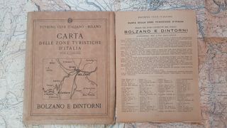 Antica Carta Turistica TCI 1928 Bolzano e dintorni