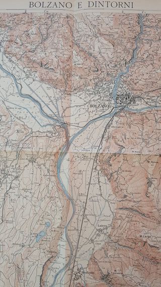 Antica Carta Turistica TCI 1928 Bolzano e dintorni