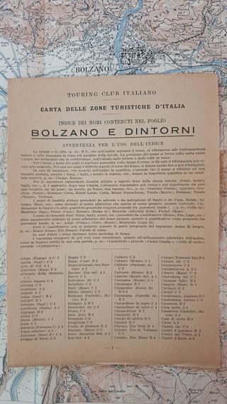 Antica Carta Turistica TCI 1928 Bolzano e dintorni