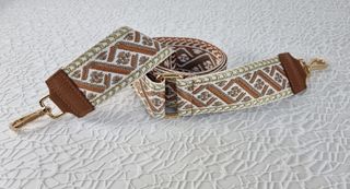 Correa para Bolso Oro-Piel - Cognac-Blanco