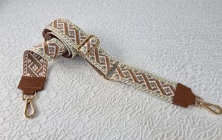 Correa para Bolso Oro-Piel - Cognac-Blanco