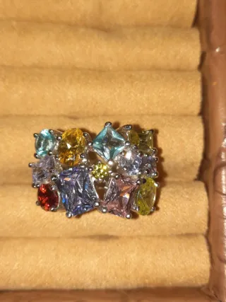 Anillo Plata Multicolor Pedrería