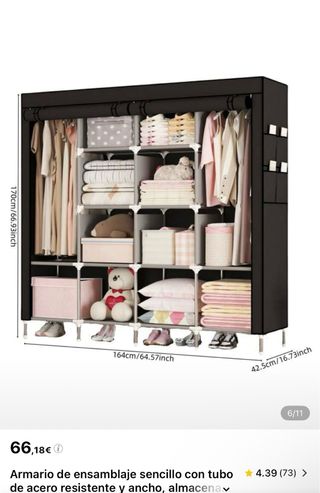 Guardaroba portatile in tessuto e metallo