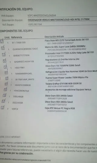 PC Gaming i7-7700k GTX 1080 16GB RAM